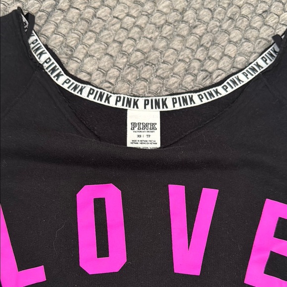 PINK Victoria Secret Black and Pink Love Sweatshirt - Picture 3 of 7